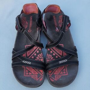 ​Merrell Sandspur Rose Leather Strappy Sandals - Cocoa/Coral - Size 8
